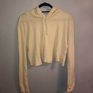 Brandy Melville Yellow Cropped Thermal Hoodie